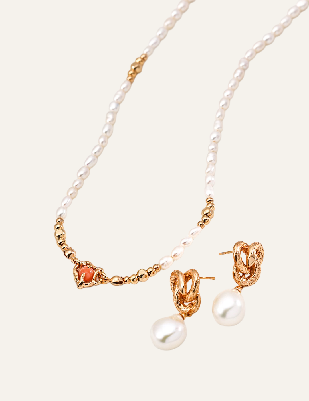 Elysian Pearl & Red Agate Necklace
Natural Pearl Rhodonite Necklace