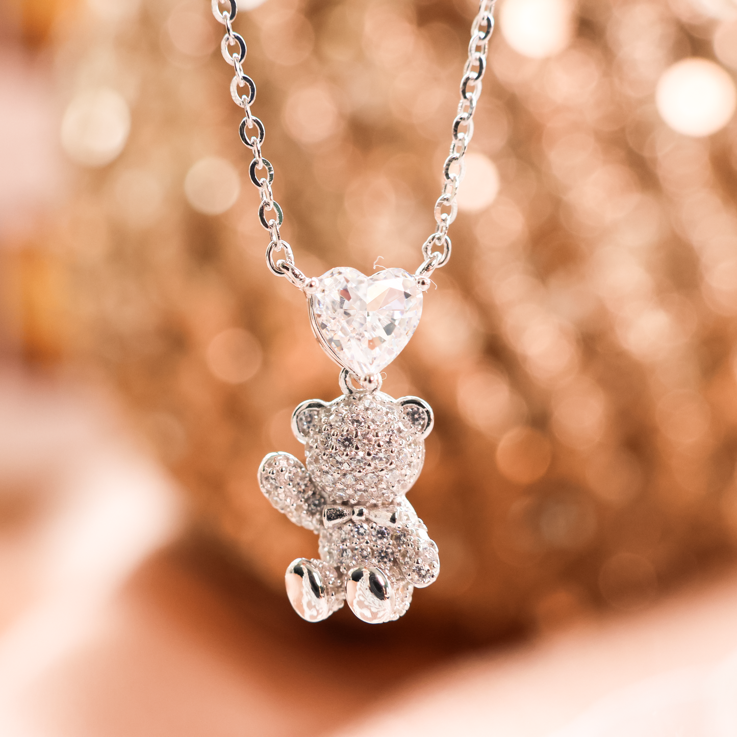 Cute Bear Pendant Necklace Cute Guardian Bear Necklace KRN130
