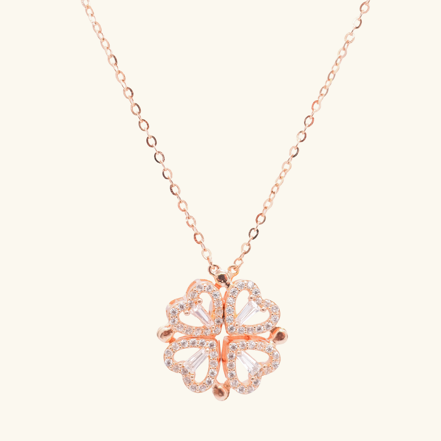 Heart-Clover Magnetic Pendant Necklace