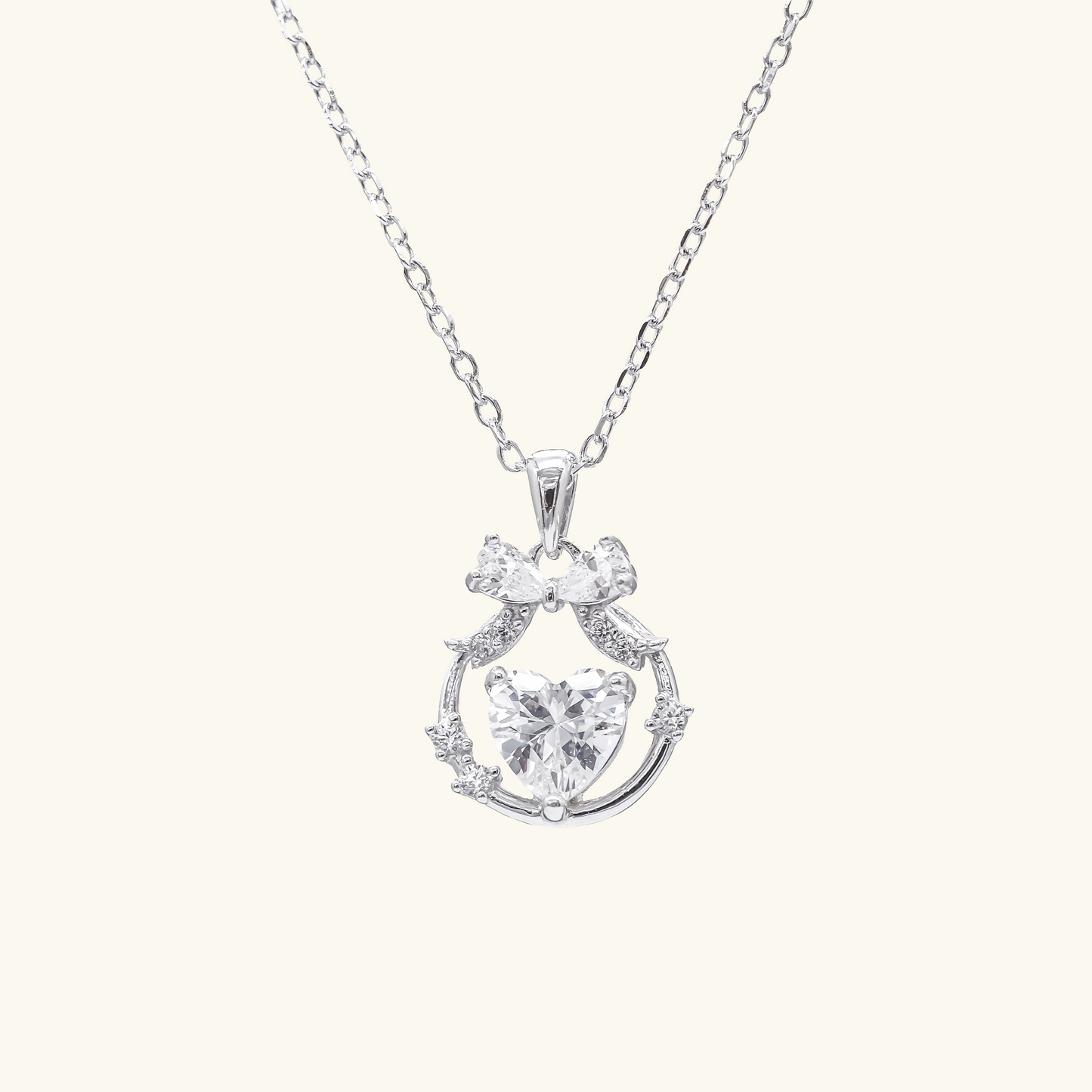 Heart Bow Pendant Necklace 心stringのwhisper KRN268