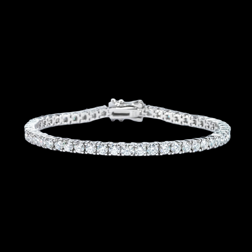 925純銀 電鍍白金【四爪莫桑鑽】網球鏈 (5.2ct/11.7ct/17.5ct)