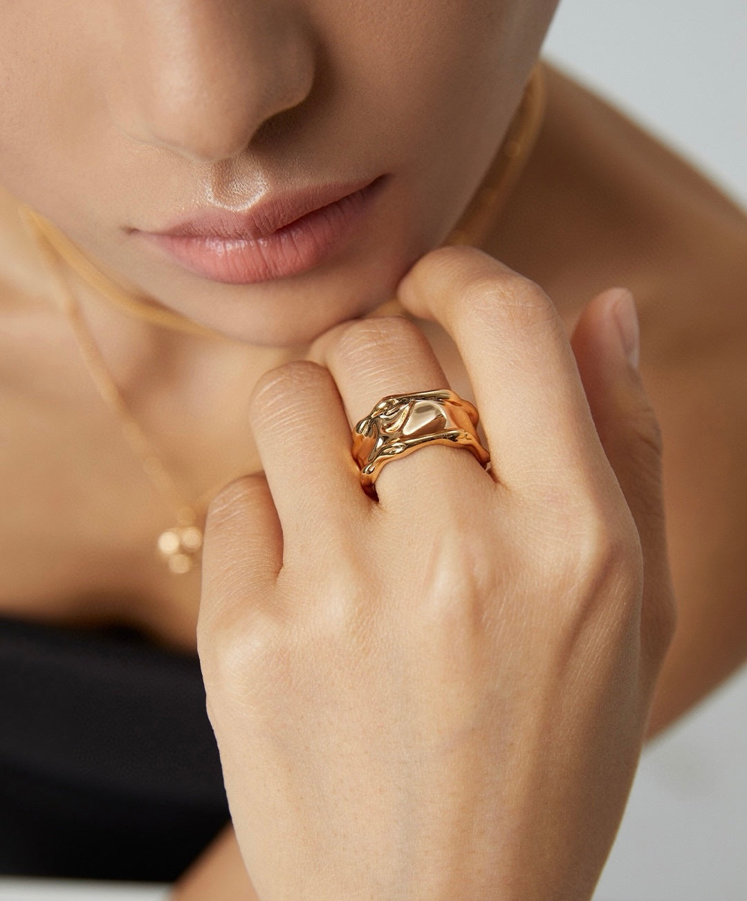 Fluid Lava Silver Ring Lava flow sterling silver wide ring