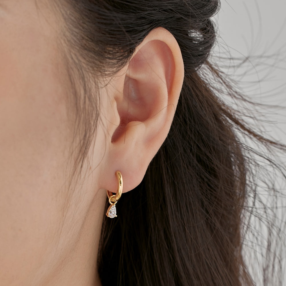 "Pearlucent Drop" pear-shaped diamond drop earrings