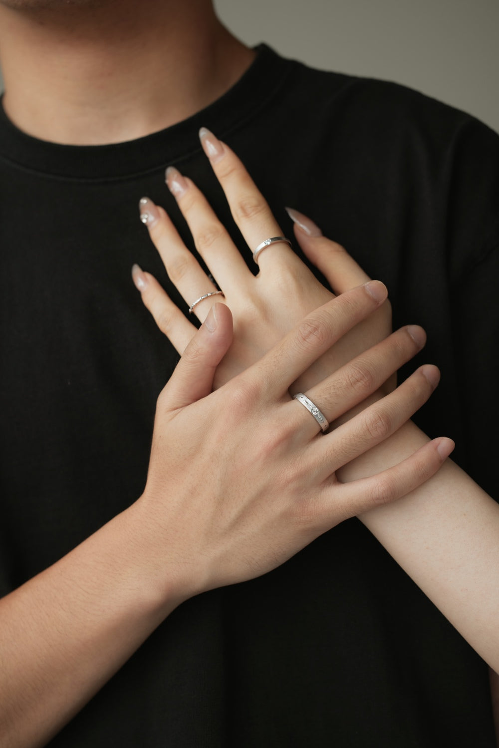 🌿"One Day Without Seeing, Three Autumns" Cable Pattern Couple Ring Set Three-Strand Rope Ring Set