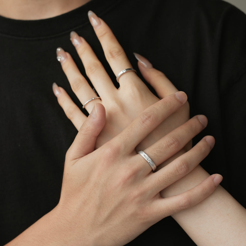 🌿"One Day Without Seeing, Three Autumns" Cable Pattern Couple Ring Set Three-Strand Rope Ring Set
