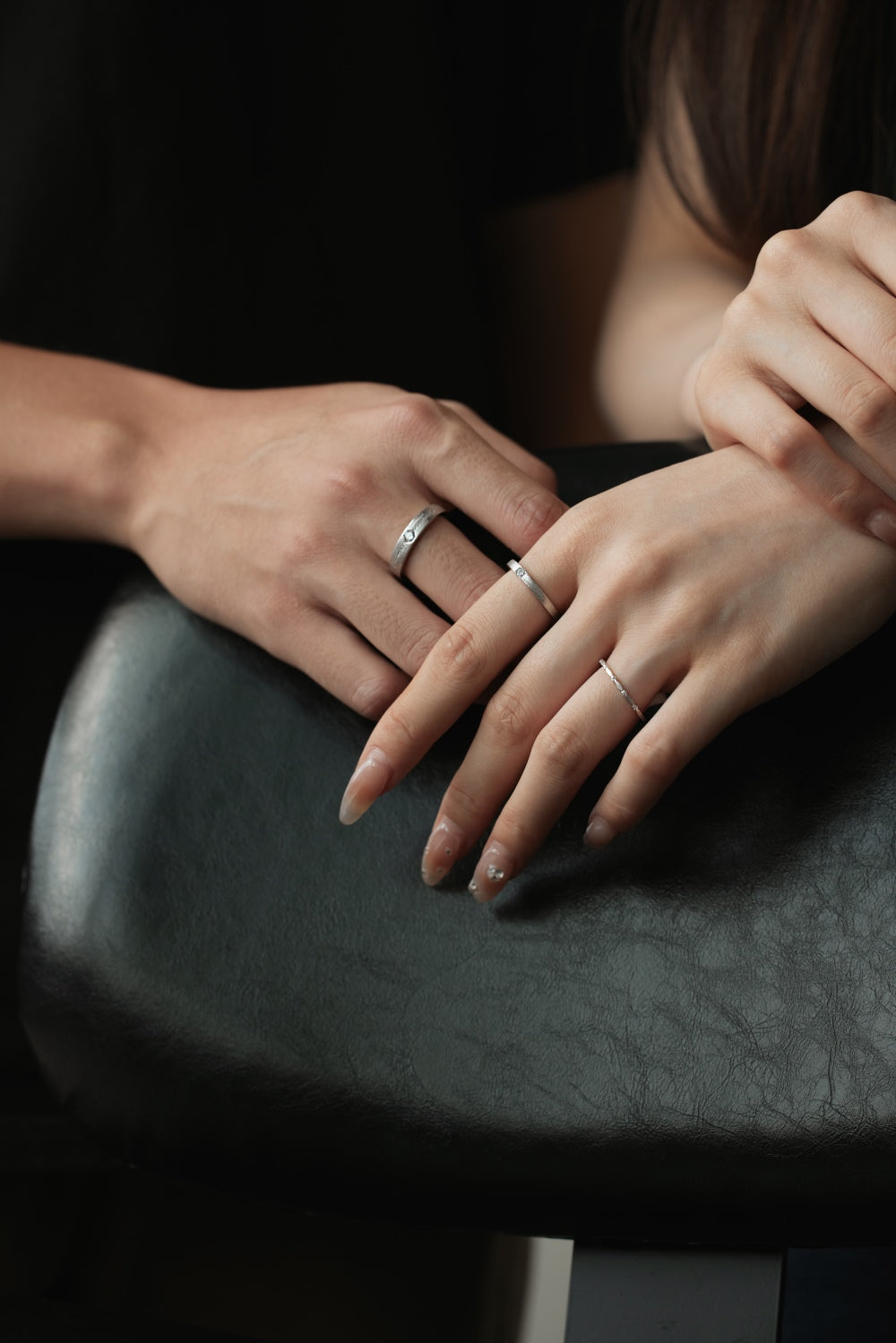 🌿"One Day Without Seeing, Three Autumns" Cable Pattern Couple Ring Set Three-Strand Rope Ring Set