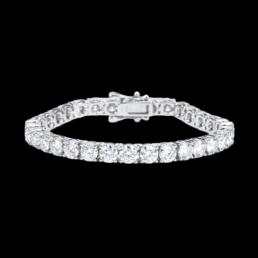 925純銀 電鍍白金【四爪莫桑鑽】網球鏈 (5.2ct/11.7ct/17.5ct)