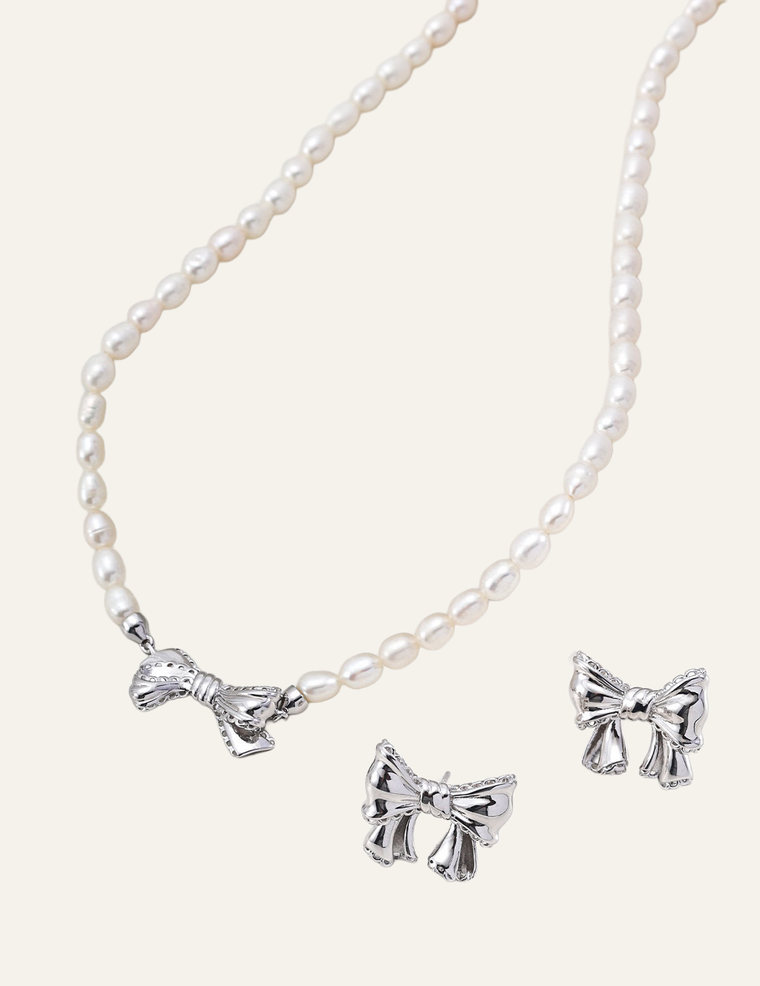 Noeud Vintage Bow Pearl Necklace
