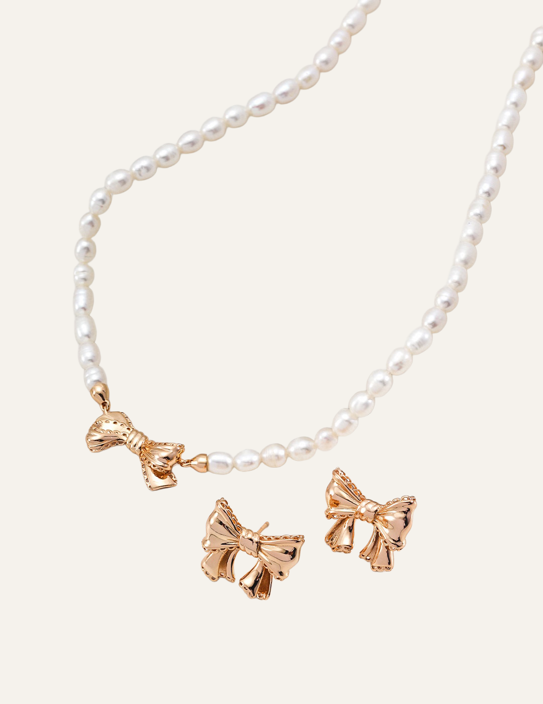 Noeud Vintage Bow Pearl Necklace