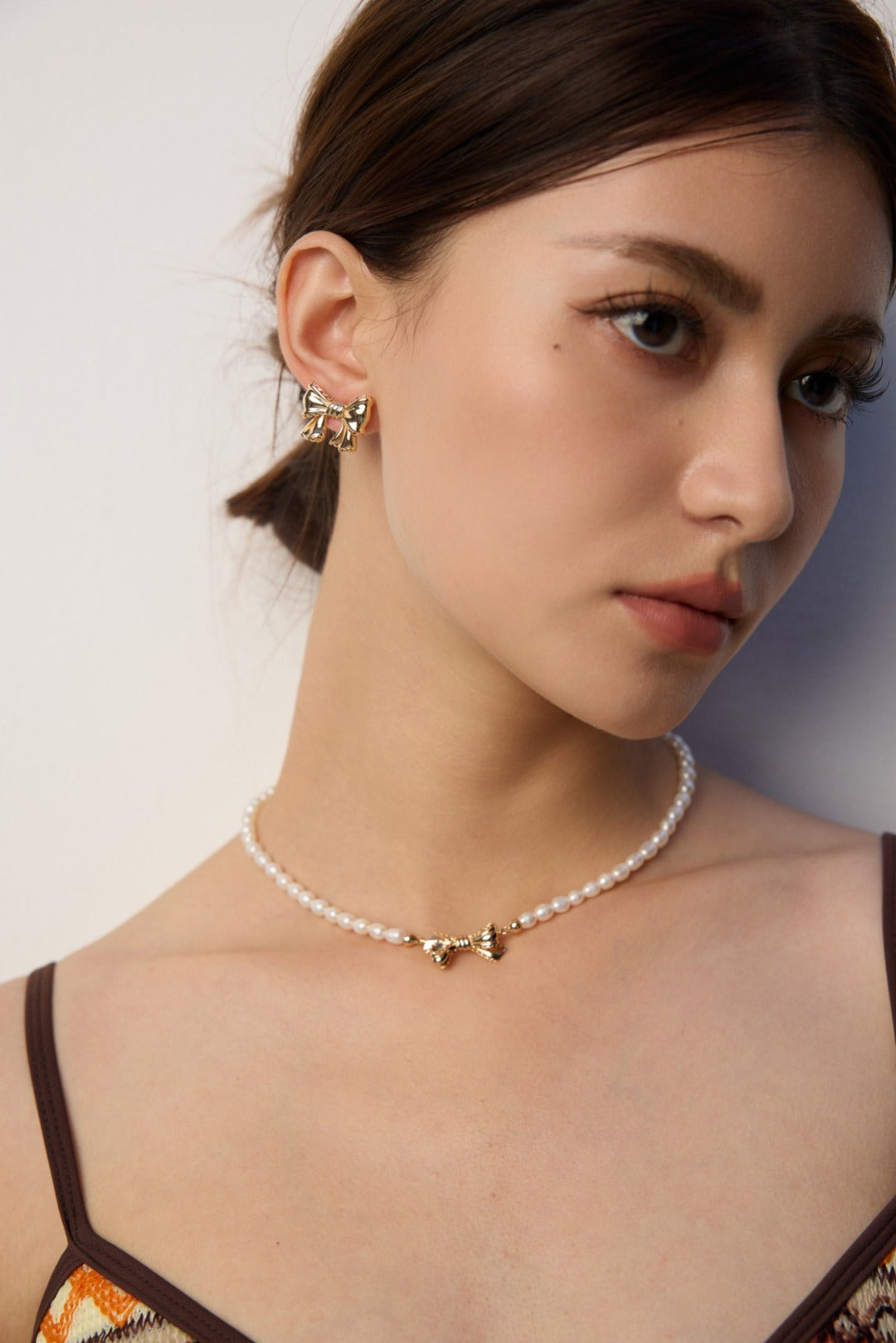 Noeud Vintage Bow Pearl Necklace