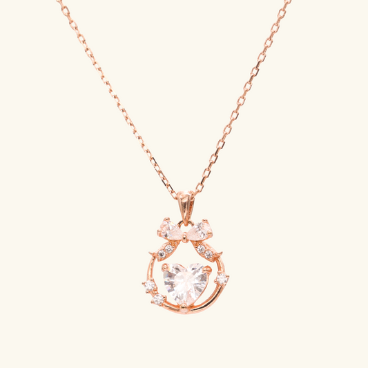 Heart Bow Pendant Necklace 心stringのwhisper KRN268