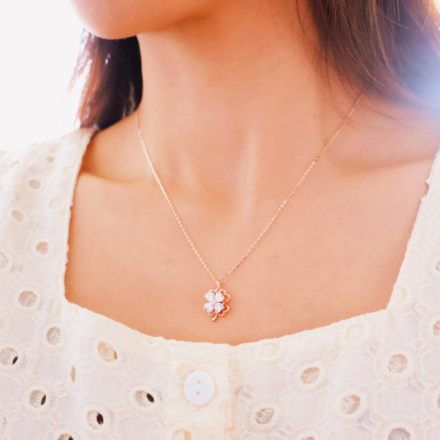 Lucky Clover Revolve Overture Necklace 🍀Rotatable lucky clover necklace KRN42