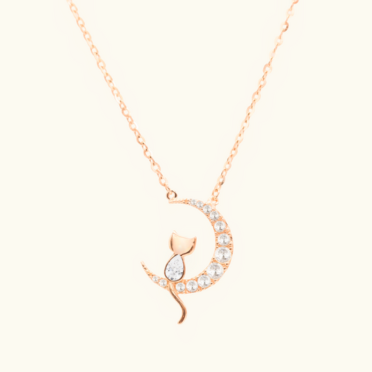 🐈 Moonlit Cat Pendant Necklace 🌙Cat language in the moonlight KRN520