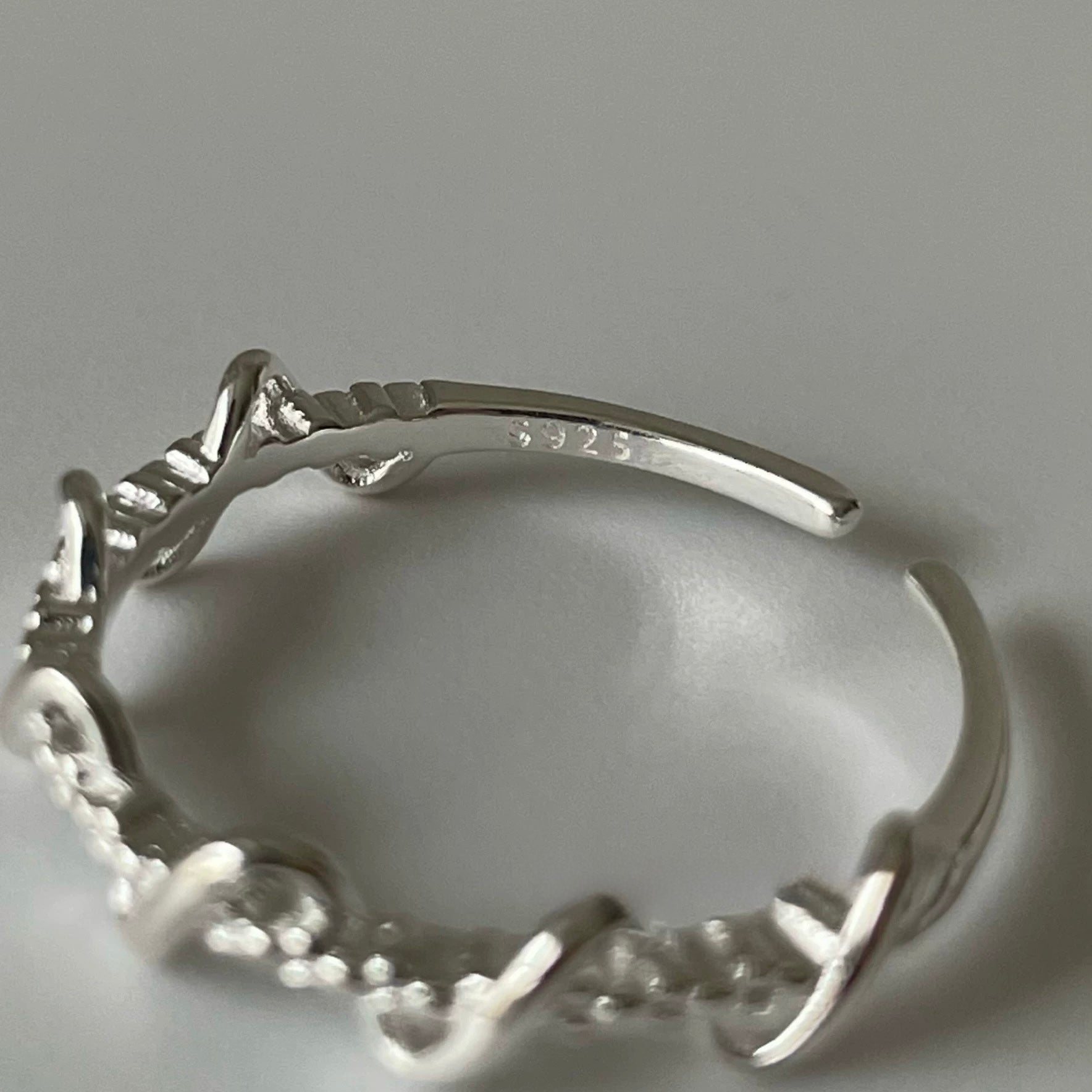 Shimmering Silver Waves Ring