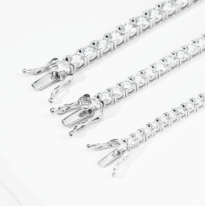 925 sterling silver platinum plated [four-claw moissanite] tennis chain (5.2ct/11.7ct/17.5ct) 