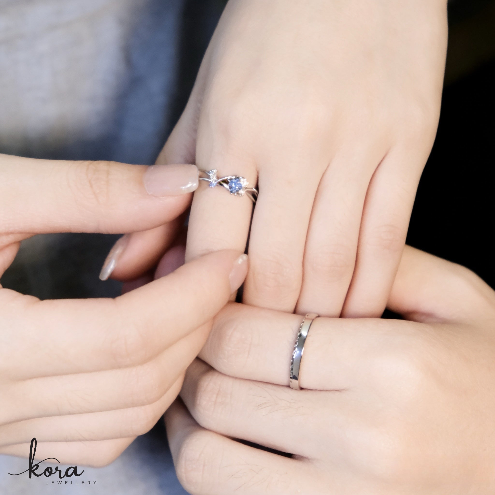 「藍海誓約」 Azure Vow Couple Ring Set