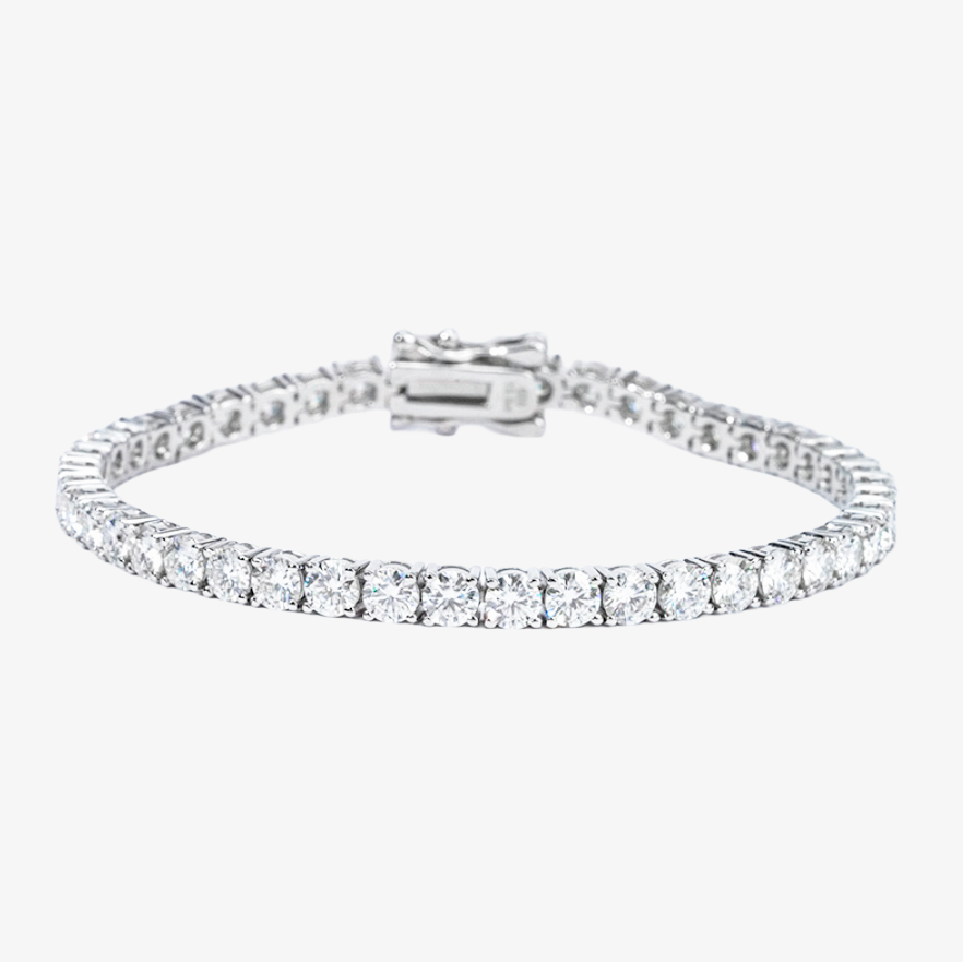925 sterling silver platinum plated [four-claw moissanite] tennis chain (5.2ct/11.7ct/17.5ct) 
