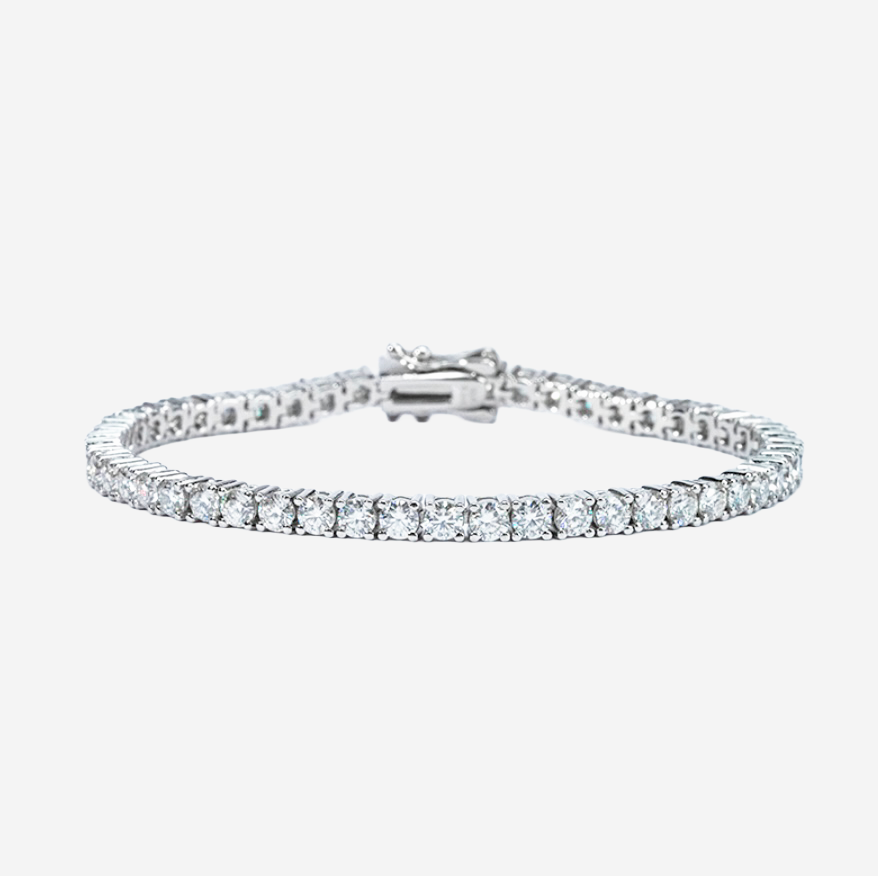 925 sterling silver platinum plated [four-claw moissanite] tennis chain (5.2ct/11.7ct/17.5ct) 