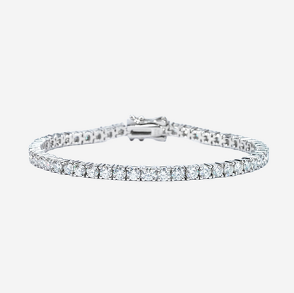 925 sterling silver platinum plated [four-claw moissanite] tennis chain (5.2ct/11.7ct/17.5ct) 