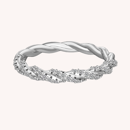 "Flowing Light·Rope Art" Full Diamond Twisted Rope Ring Pavé Cable Ring