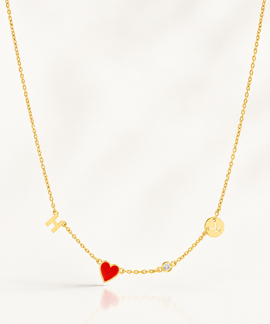 Aveline - Heart Initial Necklace