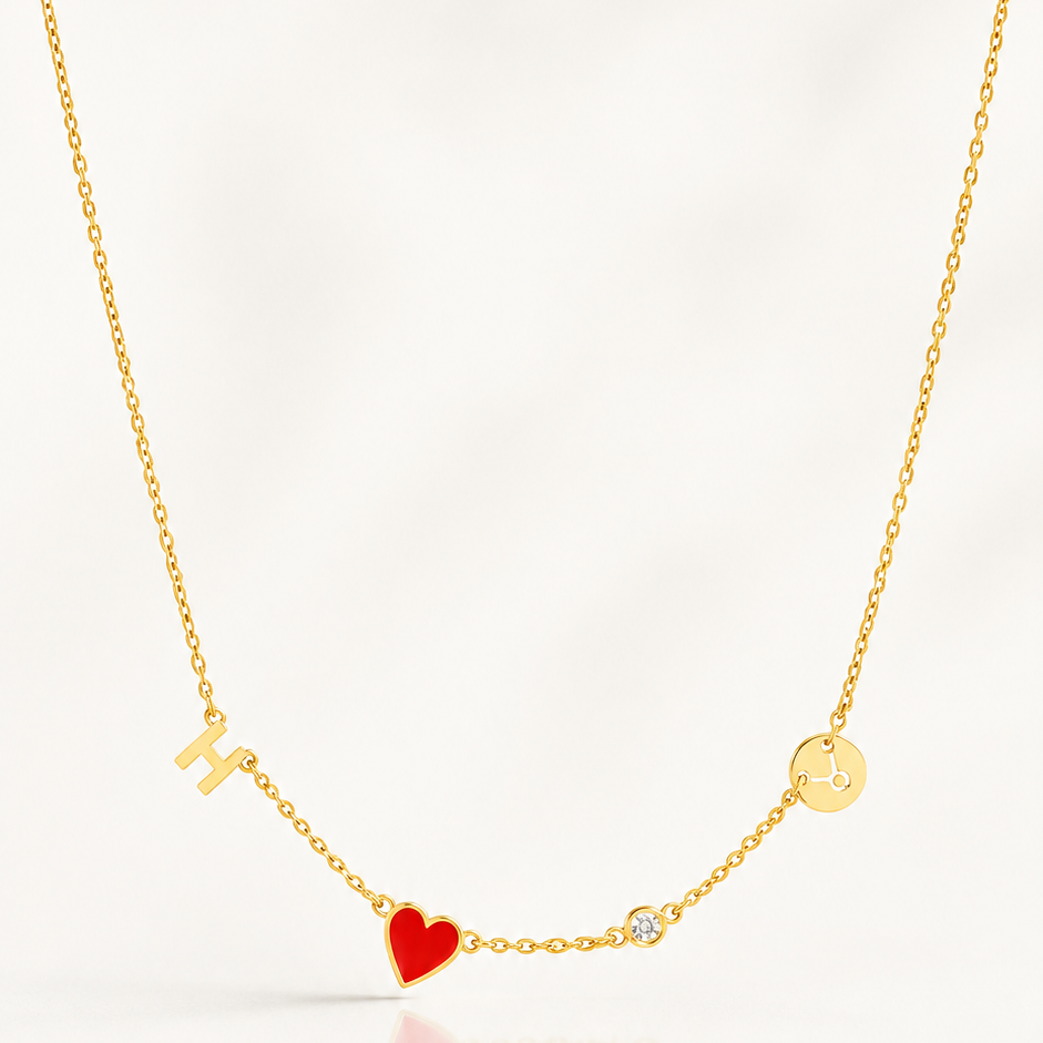 Aveline - Heart Initial Necklace