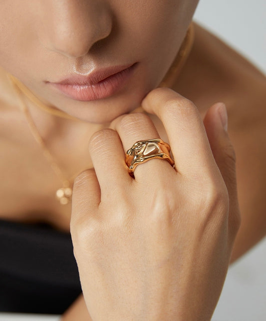 Fluid Lava Silver Ring Lava flow sterling silver wide ring