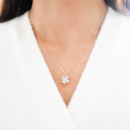 Lucky Clover Revolve Overture Necklace 🍀Rotatable lucky clover necklace KRN42