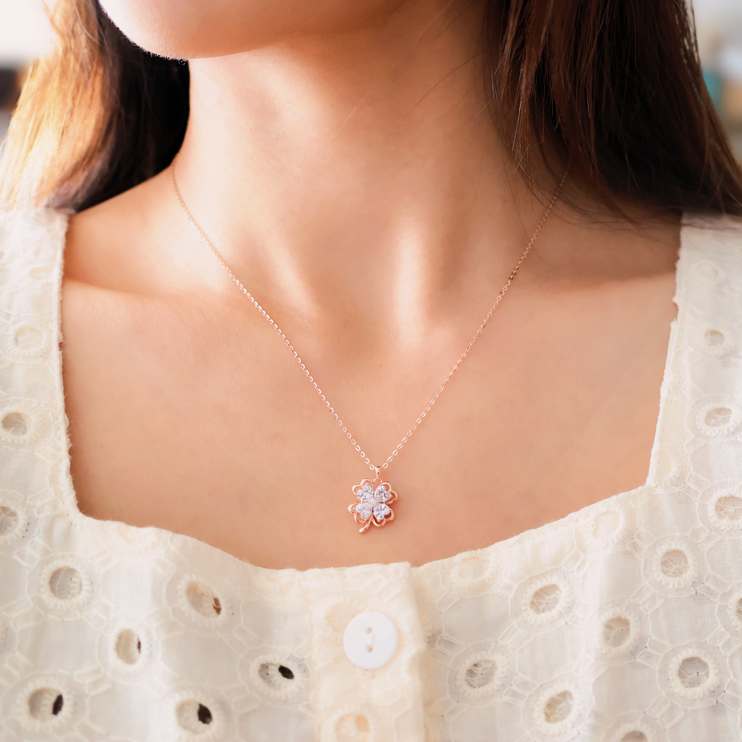 Lucky Clover Revolve Overture Necklace 🍀Rotatable lucky clover necklace KRN42