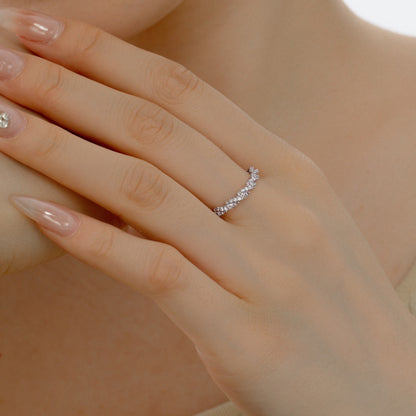 "Flowing Light·Rope Art" Full Diamond Twisted Rope Ring Pavé Cable Ring