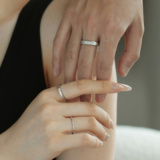 🌿"One Day Without Seeing, Three Autumns" Cable Pattern Couple Ring Set Three-Strand Rope Ring Set