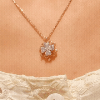 Lucky Clover Revolve Overture Necklace 🍀Rotatable lucky clover necklace KRN42