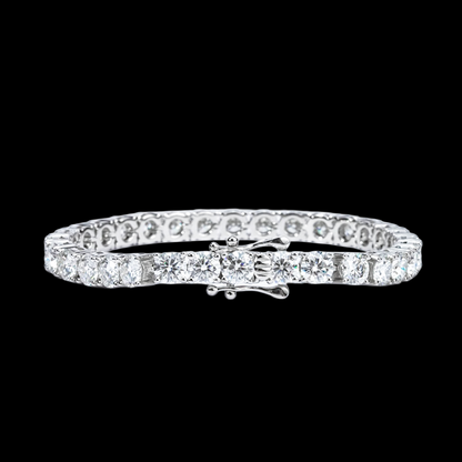 925 sterling silver platinum plated [four-claw moissanite] tennis chain (5.2ct/11.7ct/17.5ct) 
