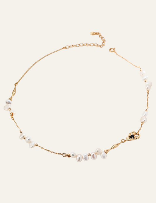 Noir de Perle natural pearl and black agate necklace